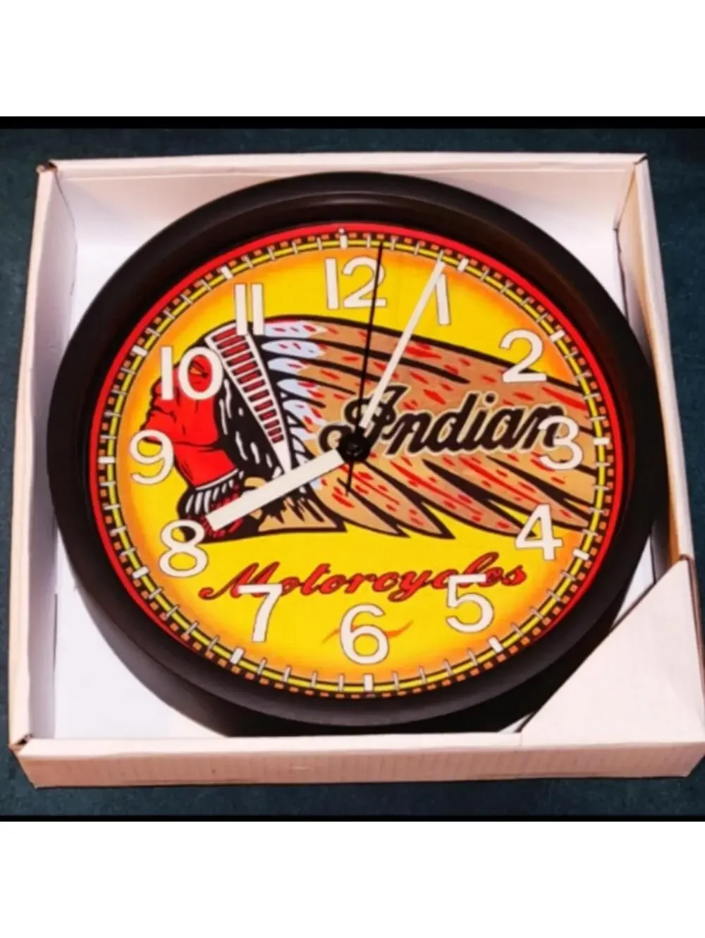 Indian Motorcycle Glow in the Dark Wall Clock Garage Shop Wall Clock NEW!!